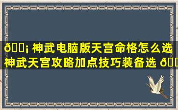 🐡 神武电脑版天宫命格怎么选（神武天宫攻略加点技巧装备选 🐟 择）